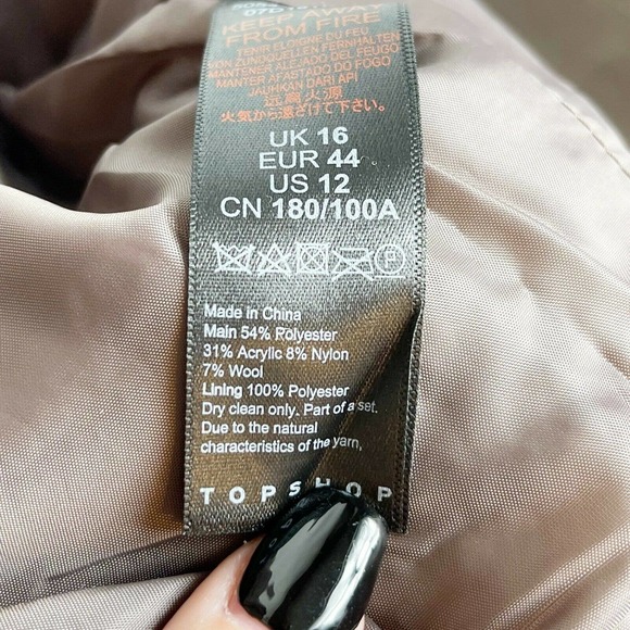 Topshop NWT Women's Tan Snap Button Belted Shacket Coat 12 - Picture 6 of 9